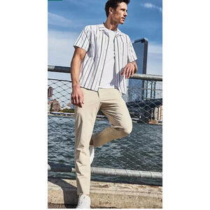 VRST Men's Limitless Slim Taper Performance Stretch Pants Khaki Sand Size XXL